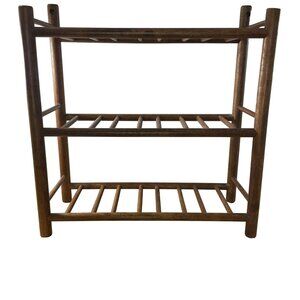 Vintage Slatted Wood 3 Tier Decorative Hanging or Freestanding Shelf Lightweight